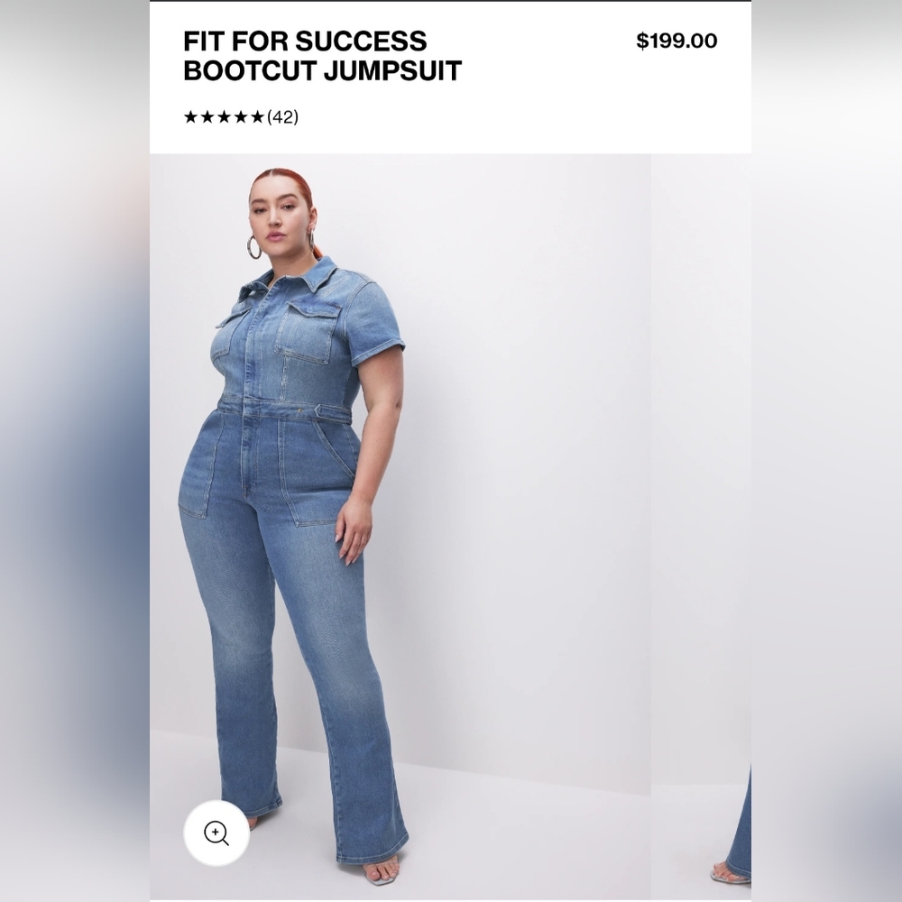 Good American Fit for Success Bootcut denim Jean jumpsuit romper, sz 5, plus NWT